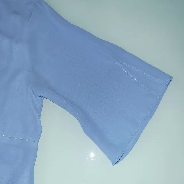 Blusa azul plus size - Usada - Foto 2
