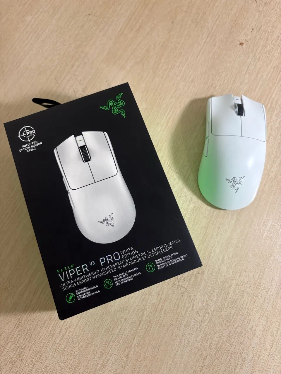 Mouse Razer Viper V3 Pro Wireless Branco - Com caixa e receptor