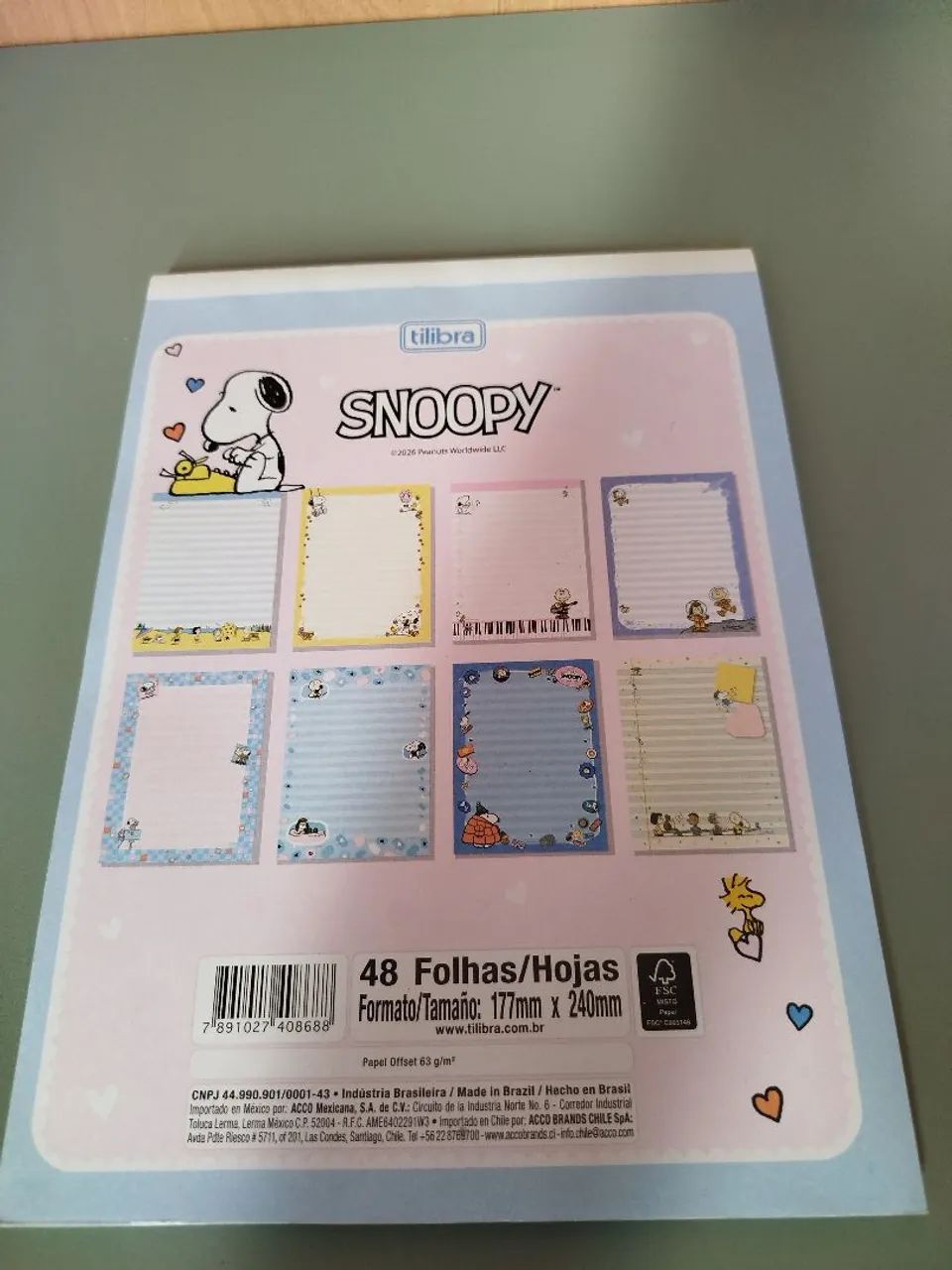 Bloco de Papel de Cartas do Snoopy. Marca Tilibra. - Foto 2