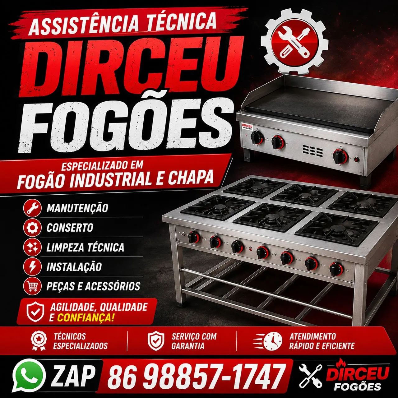 Oficina de fogões e chapas 