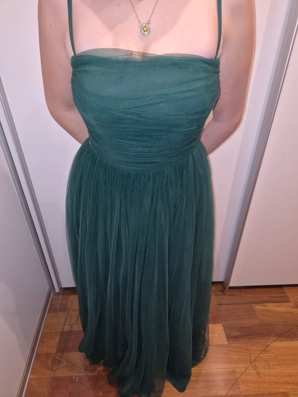 Vestido longo, estilo princesa de tule verde. IMPECÁVEL!  - Foto 5