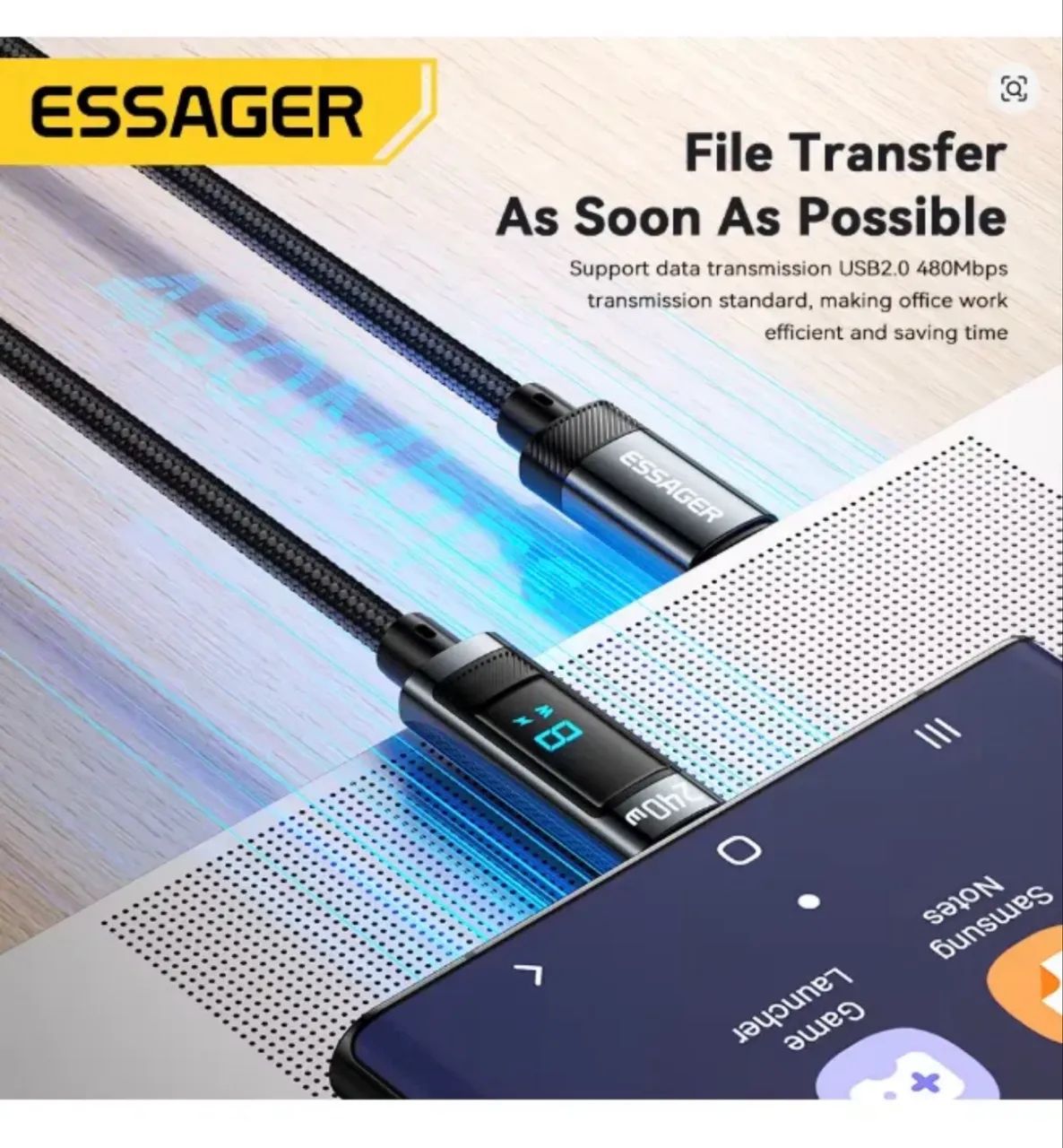 Cabo USB-C Essager Display 2 Metros - Foto 6