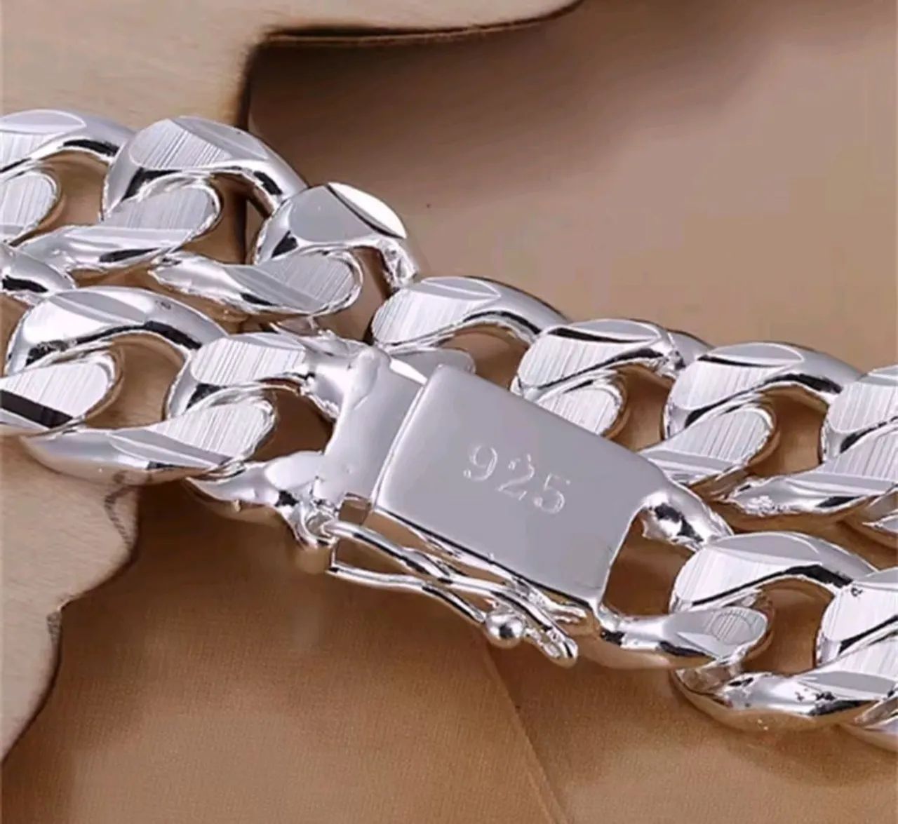 Pulseira masculina folheada a prata  - Foto 2