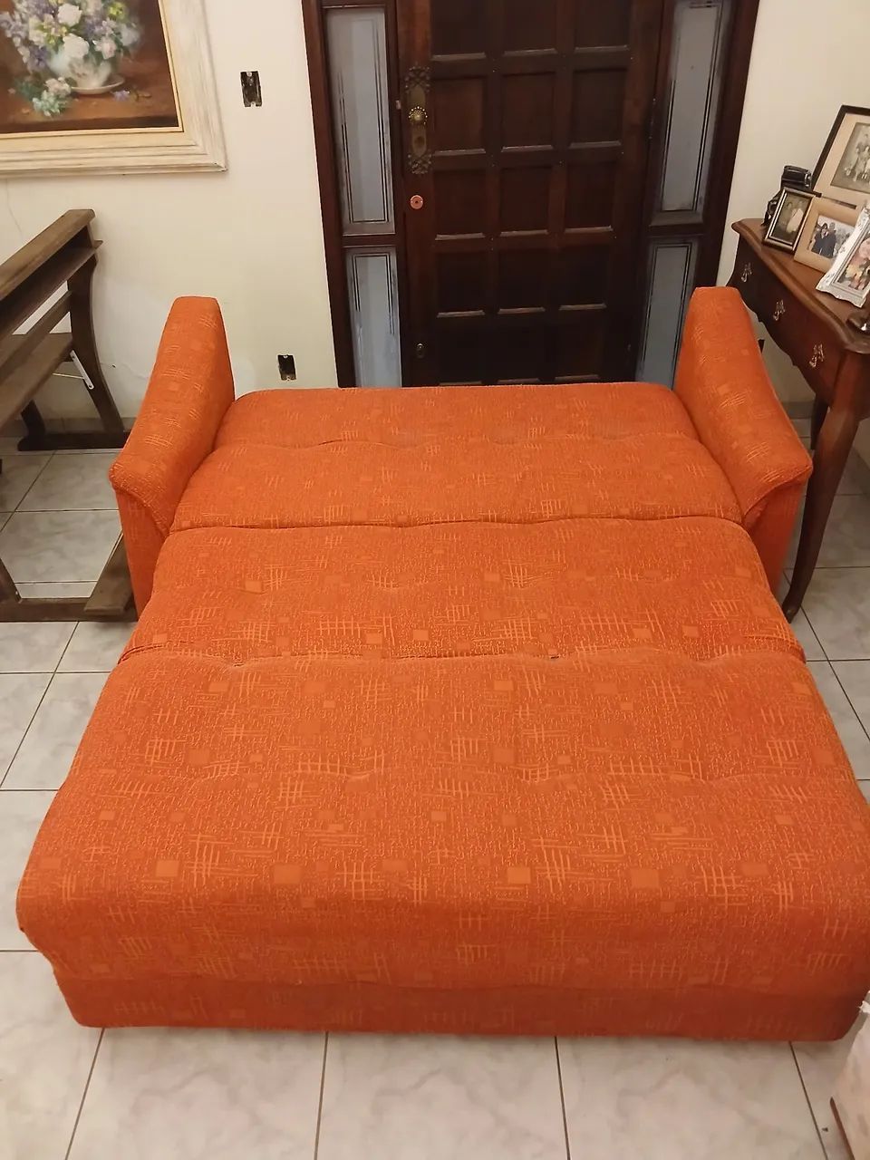 Sofá Cama Casal Laranja Terracota - Lindo e Muito Confortável - Foto 2