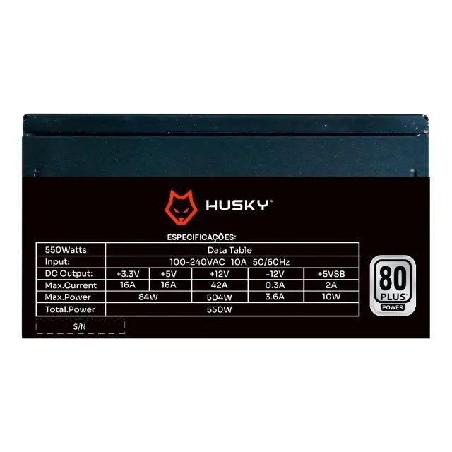 FONTE HUSKY SLEDGER 550W 80 PLUS WHITE PFC ATIVO C/CABO HFN550PT NOVO LACRADO! - Foto 4