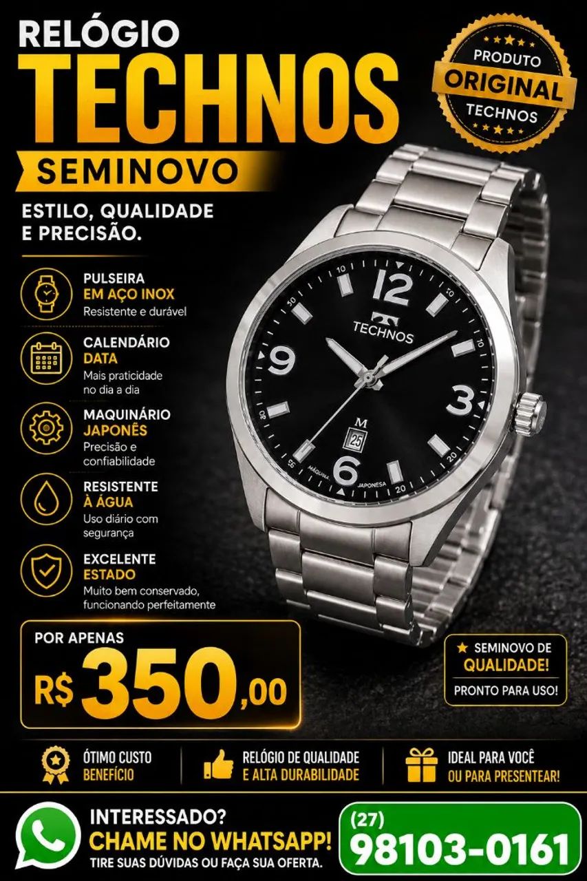 Relógio Technos 2 meses de uso BARATO!!! 