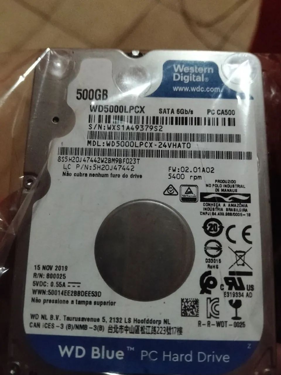 HD 500GB Western Digital Blue para Notebook