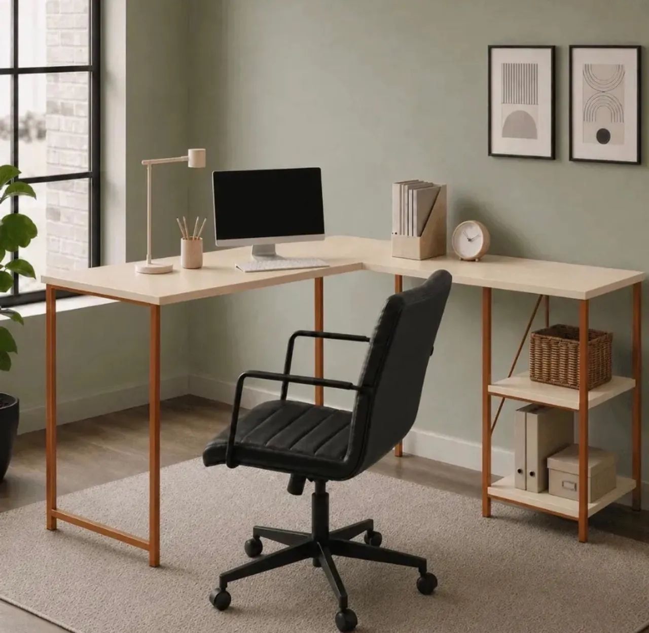 Mesa lateral estilo L 