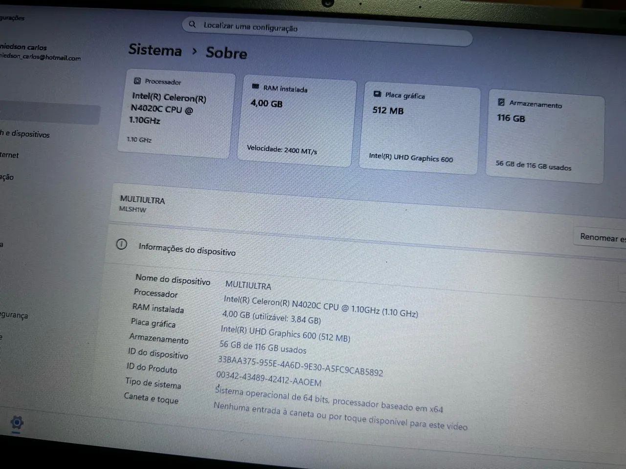 Notebook  mult ultra 4GB ram 116GB armazenamento  - Foto 3