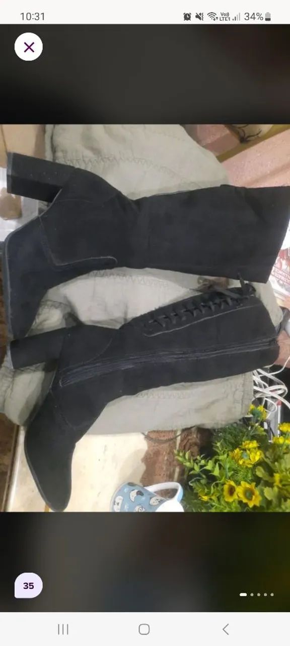 Bota cano alto com zíper e amarração  - Foto 3