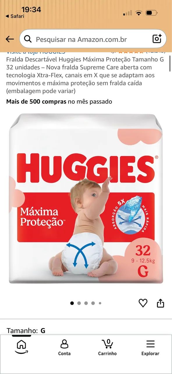 Fralda Huggies máxima proteção 32 unidades G 
