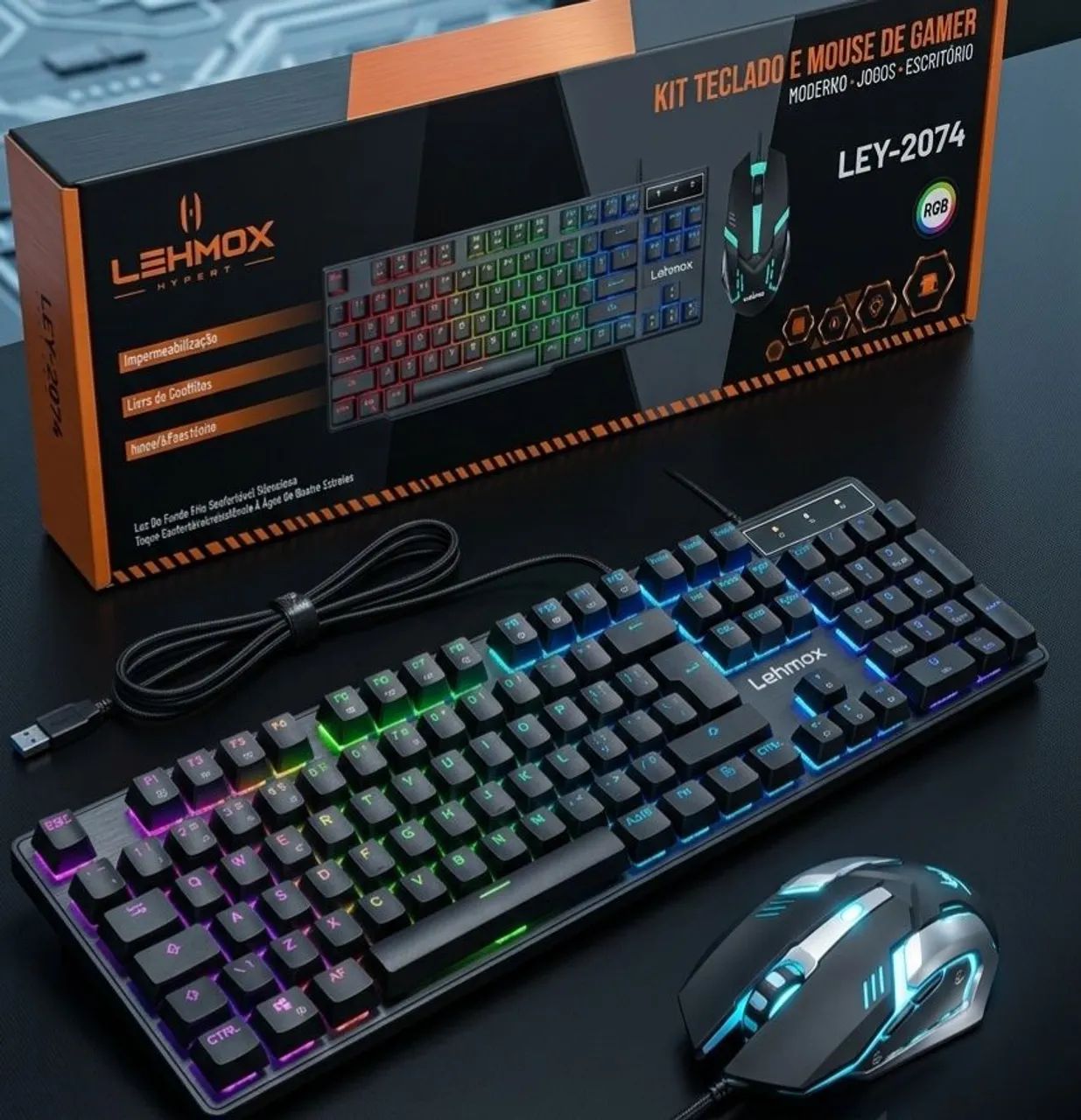 Kit Teclado e Mouse LEY-2074 RGB 