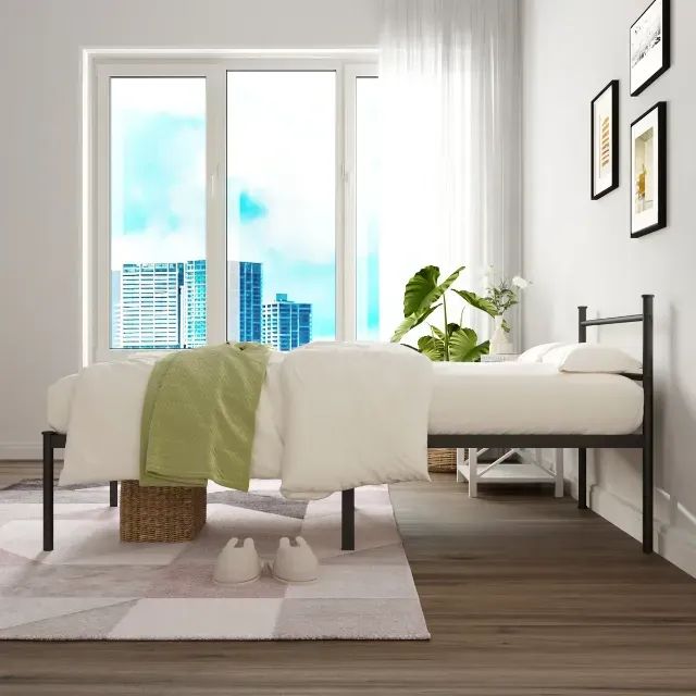 Cama De Ferro Solteiro Cabeceira E Espago, Resistente Preto - Foto 3