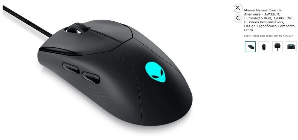Mouse Gamer Com Fio Alienware - AW320M Lacrado - Foto 4