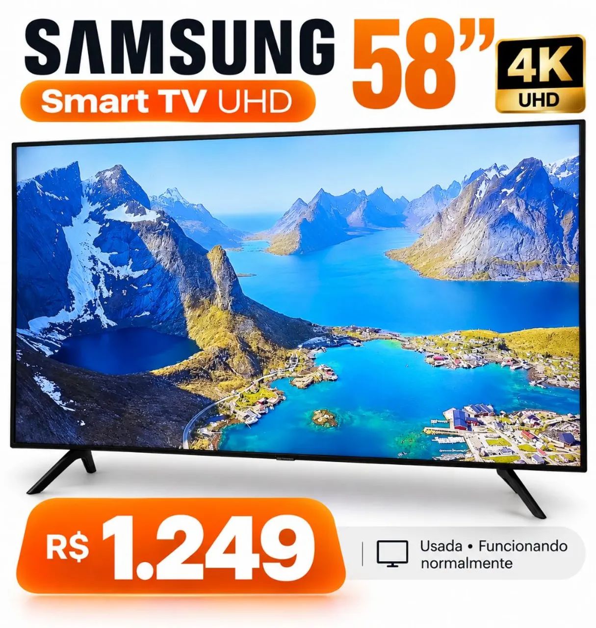 Smart TV Samsung 58? 4K UHD RU7100 - Funcionando