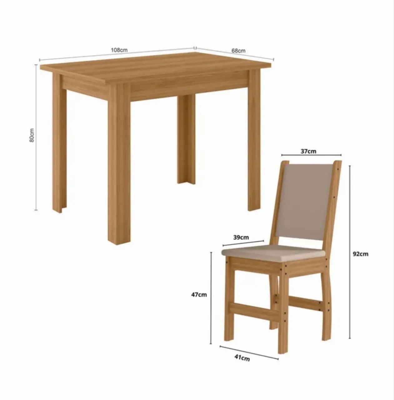 Conjunto de Mesa de Jantar com 4 Cadeiras Estofadas (Nova e Excelente Estado) - Foto 4