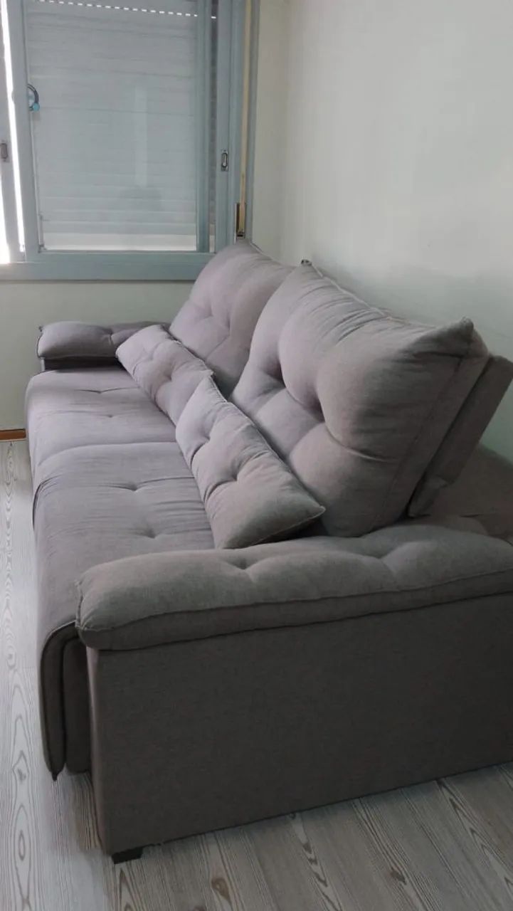 Sofa-cama lindo e confortável, cor cinza. - Foto 5