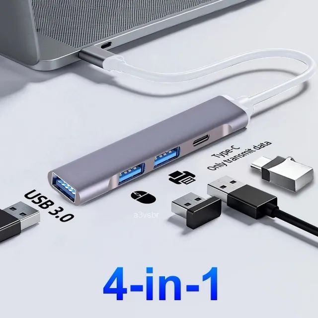 Hub slim com 4 saidas usb 2.0 3.0 e tipo-c - Foto 2
