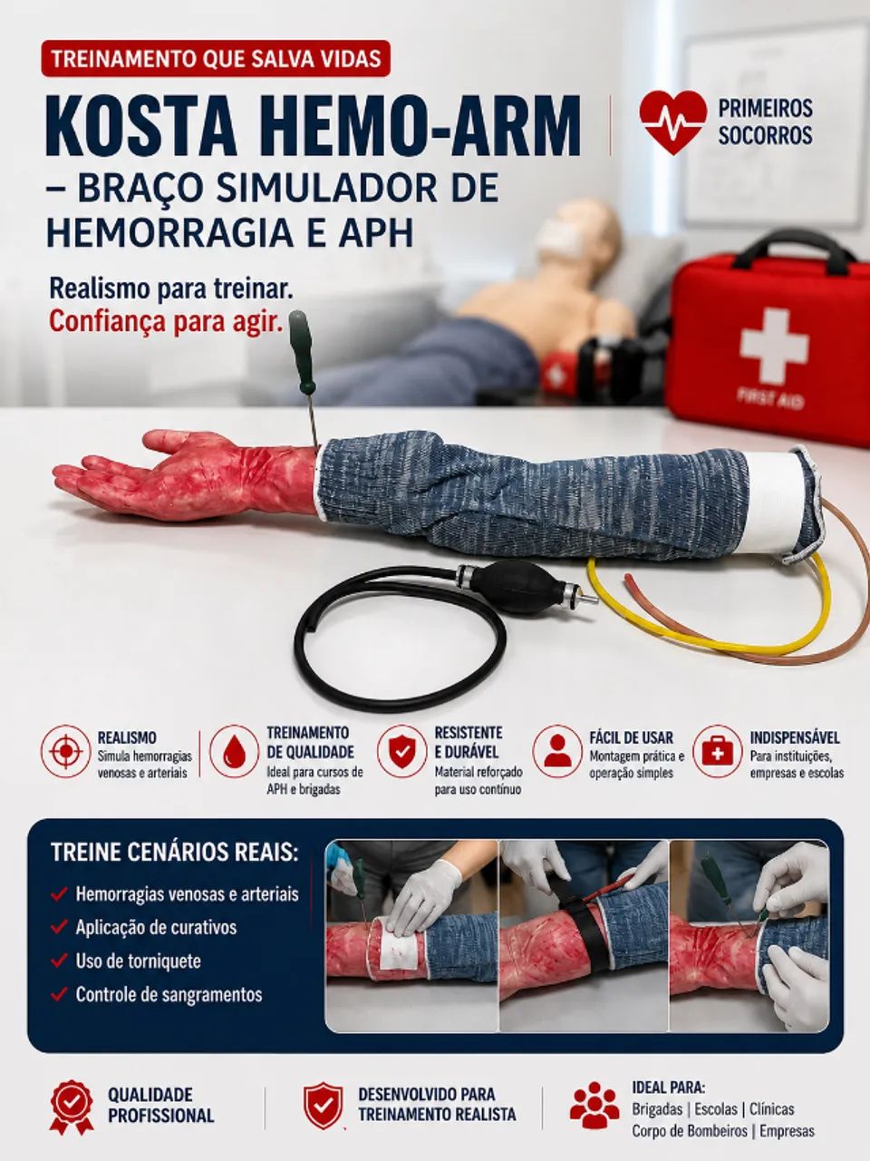 Kosta Hemo-arm Braço Simulador De Hemorragia E Aph - Foto 3