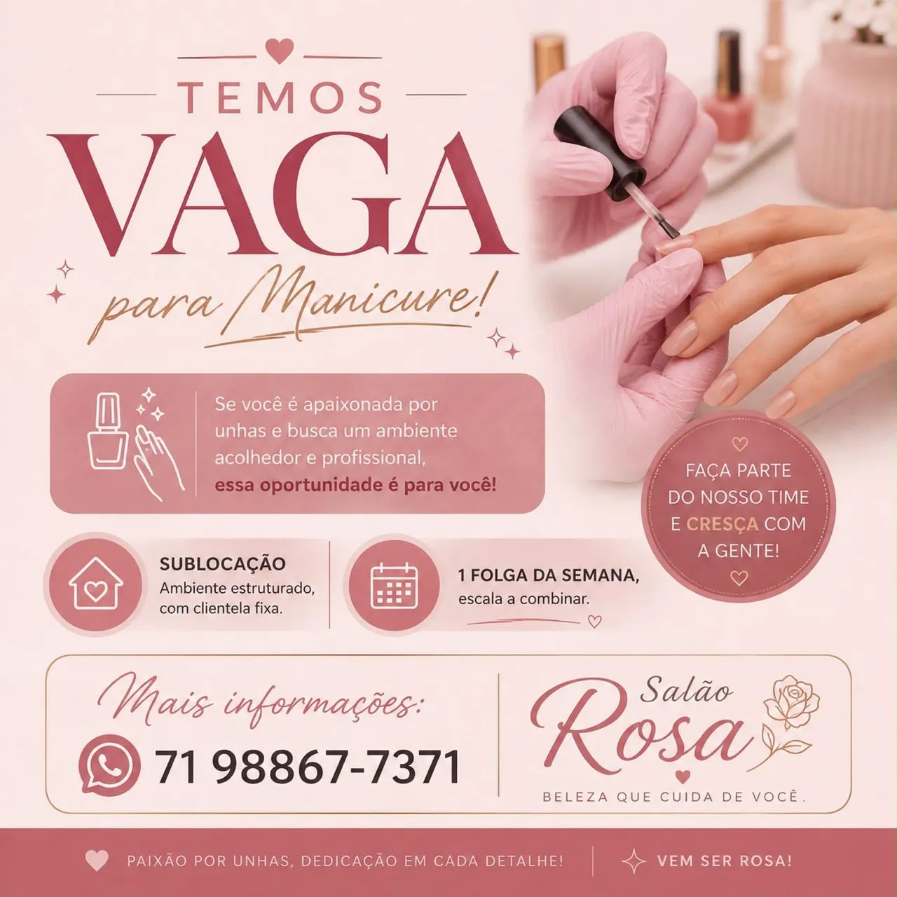 Vaga para manicure 