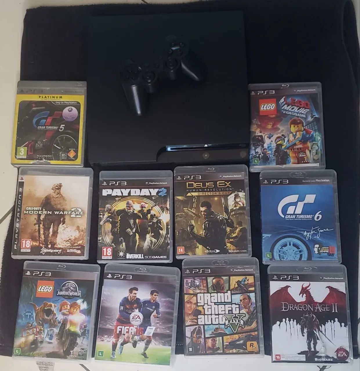 Ps3 com 10 jogos originais 