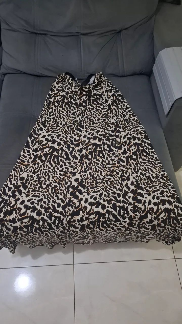 Saia longa oncinha animal print
