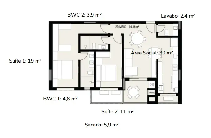 PLANTA 92m²