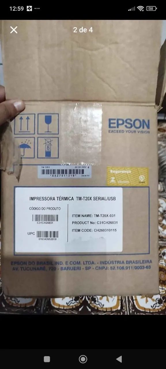 Impressora térmica Epson TM T20x USB/bivolt usada - Foto 2