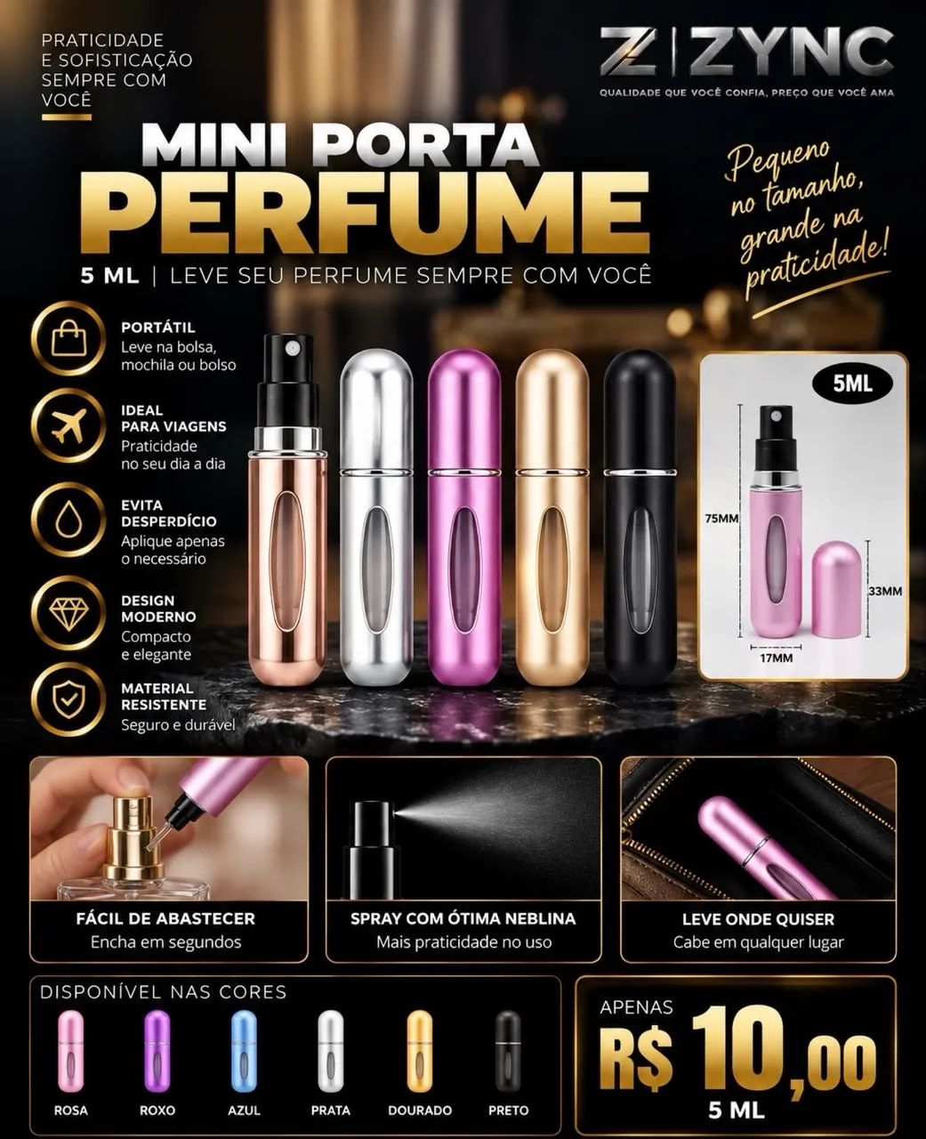MINI PORTA PERFUME RECARREGÁVEL - 5ML
