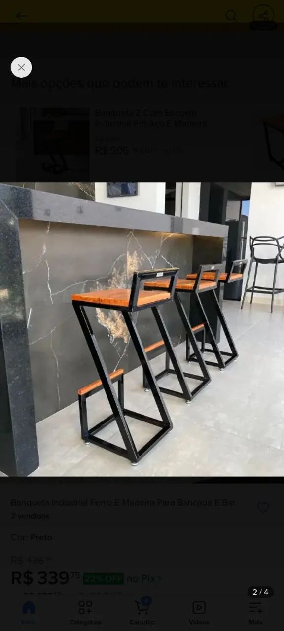 Banqueta em z estilo industrial  - Foto 2