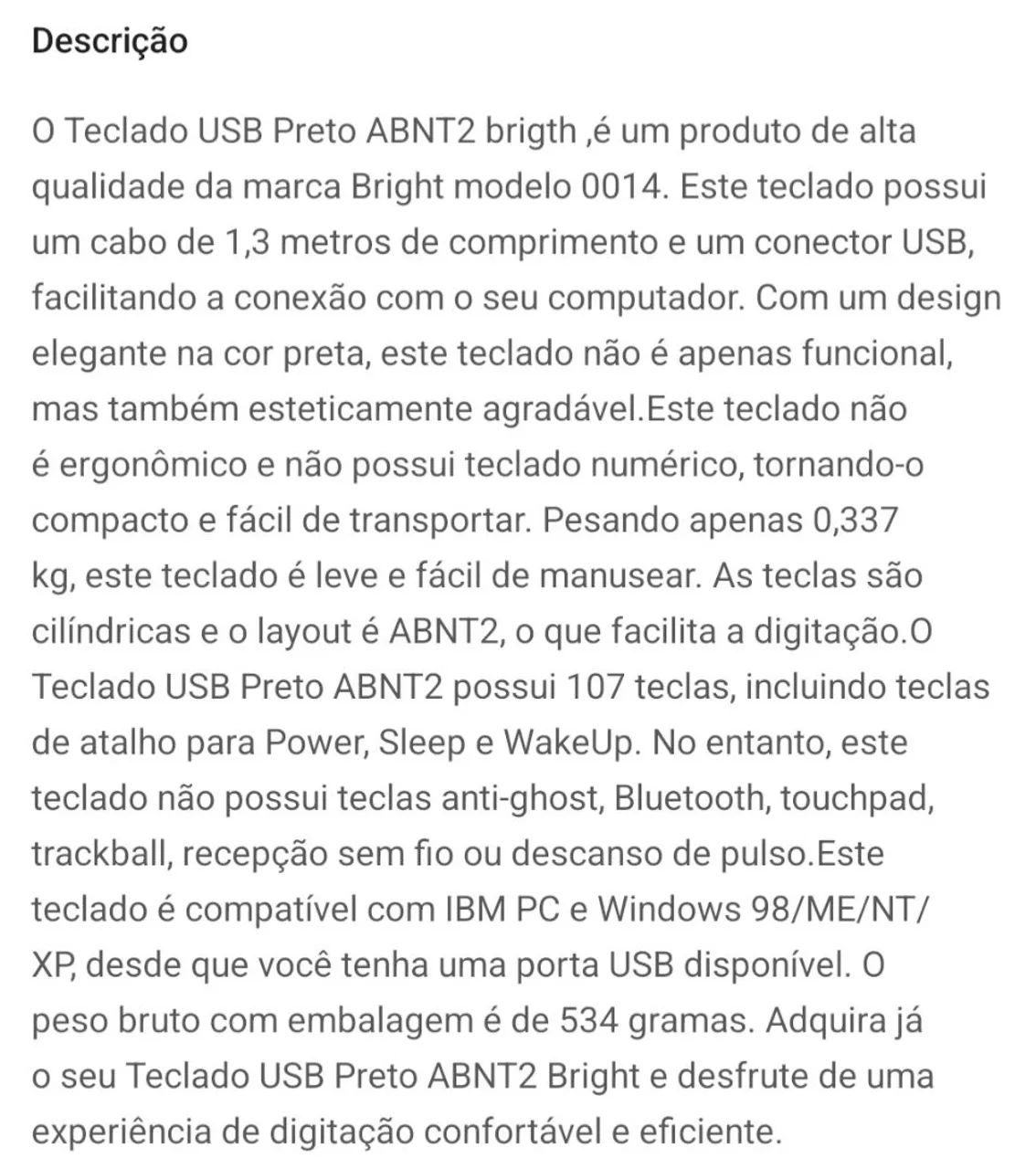 Teclado+Mouse= Teclado Bright Preto USB e Mouse sem fio branco - Foto 3