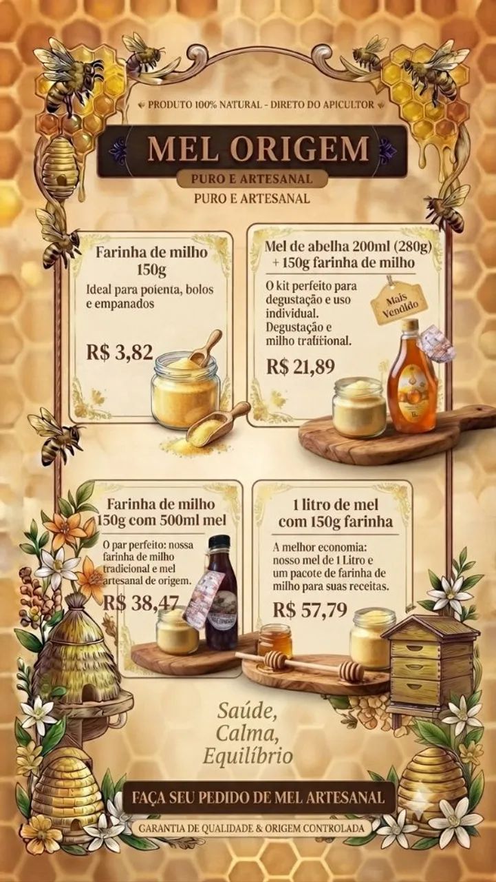Mel de abelha + Farinha de milho 