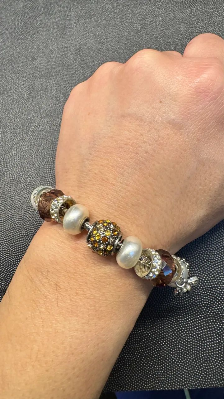 pulseira bella perlina berloques prateada - Foto 3