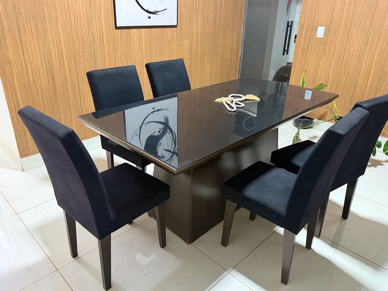 Mesa de jantar tampo de vidro preto - Foto 3