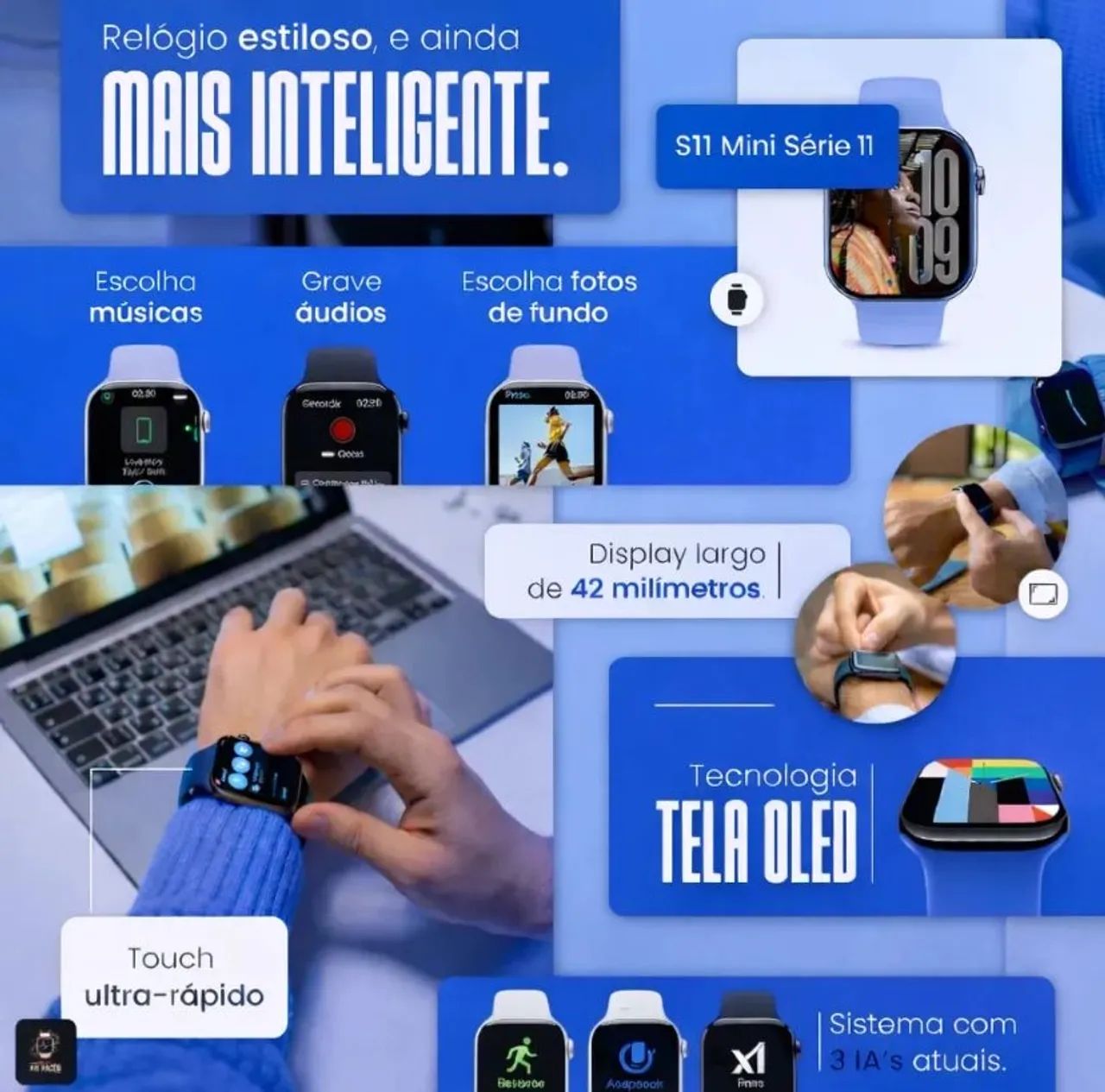 Smartwatch Microwear S11 Mini - Compacto, moderno e completo! - Foto 3