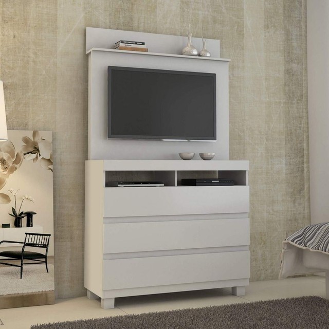 Quarto cômoda com painel pra tv