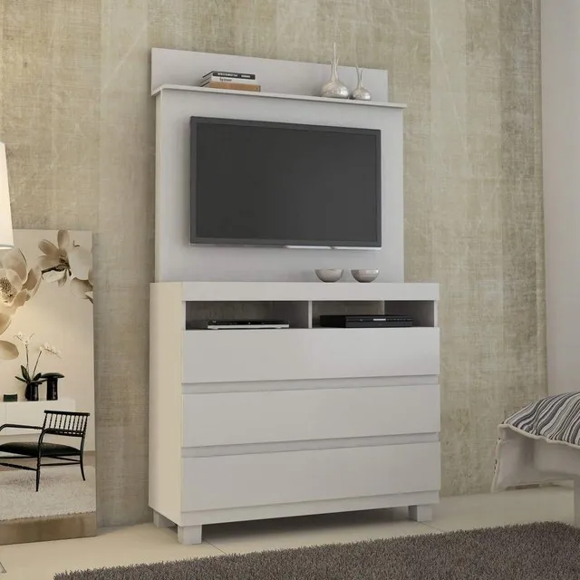 Quarto cômoda com painel pra tv