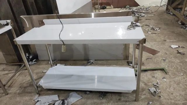 Mesas aço inox prateleira inferior bancada 