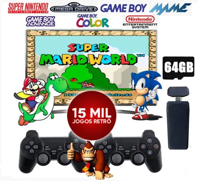 Video Game Stick 15 mil Jogos 64gb 2 controles sem fio Super Mario Word  Sonic - Videogames - Centro, Niterói 1252634595