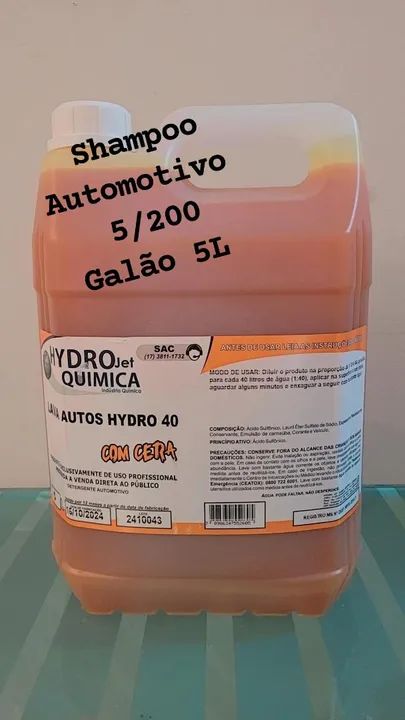 SHAMPOO COM CERA, LAVA AUTOS 
