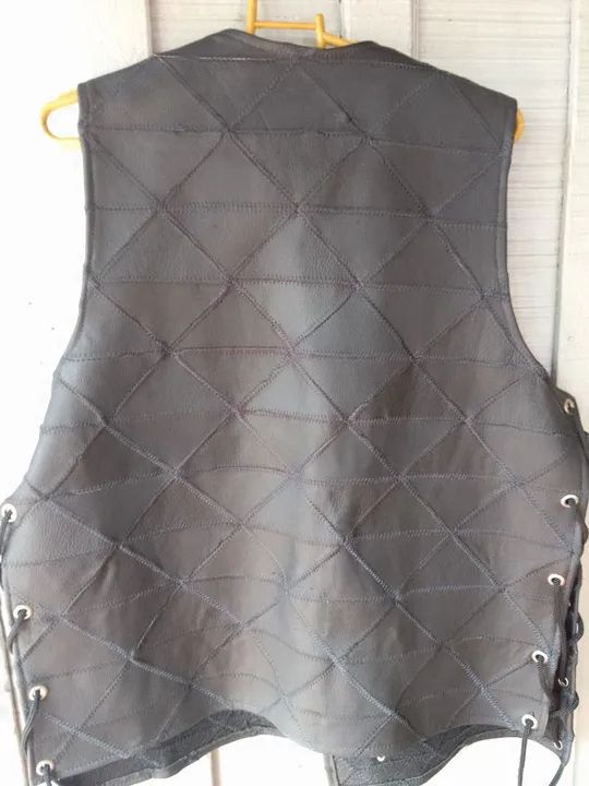 Colete de Couro Masculino Preto - Foto 2