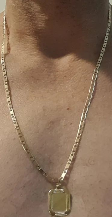cordão ouro 18k (750) 70cm piastrina maciço - Foto 2