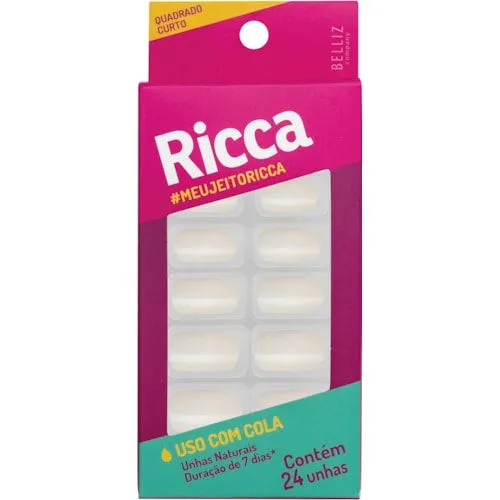 Unhas Postiças Ricca Quadrado Curto - 24 Unhas
