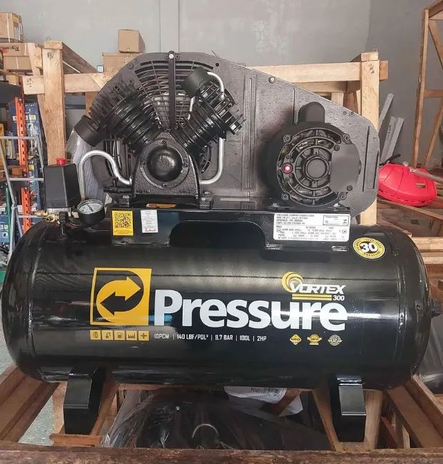 Compressor de ar 100 Litros 140psi Motor 2HP Pressure - Novo/Loja
