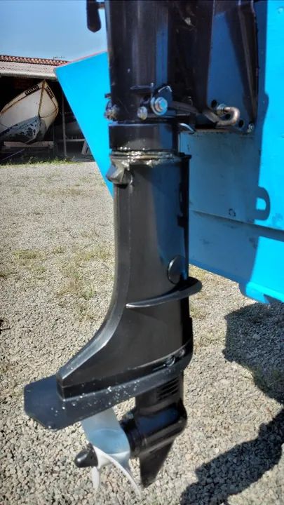 Barco de madeira naval + motor de popa 6 hp - Foto 5