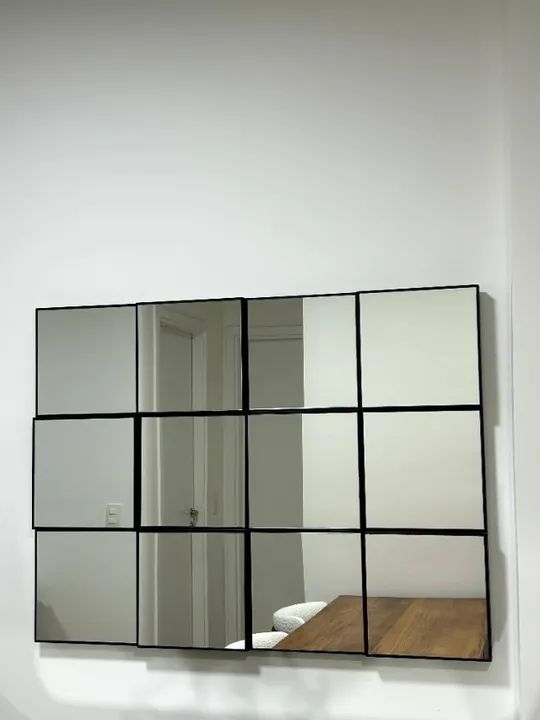 Espelho Quadriculado 3d Tb87 Preto/Espelho 100x75 - Dalla Costa