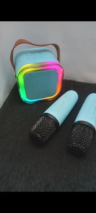 CAIXINHA DE SOM BLUETOOTH K12 RGB LED 2 MICROFONES. * NOVA *