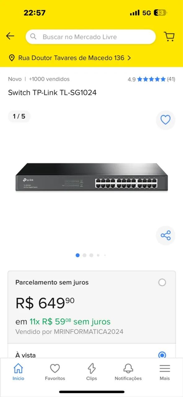 Switch TP-Link TL-SG1024 - 24 Portas Gigabit