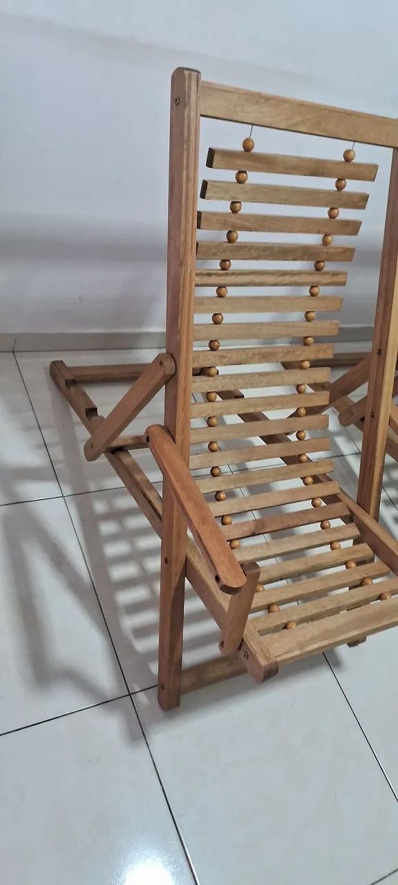 Cadeira espreguiçadeira de madeira ambiente interno ou externo. - Foto 4