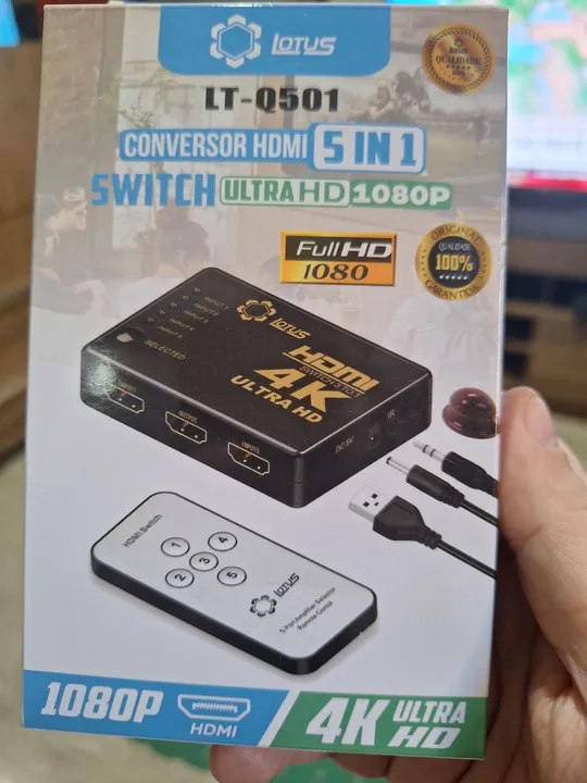 Switch HDMI 5x1 4K Ultra HD 1080P - Conversor - LOTUS LT-0501